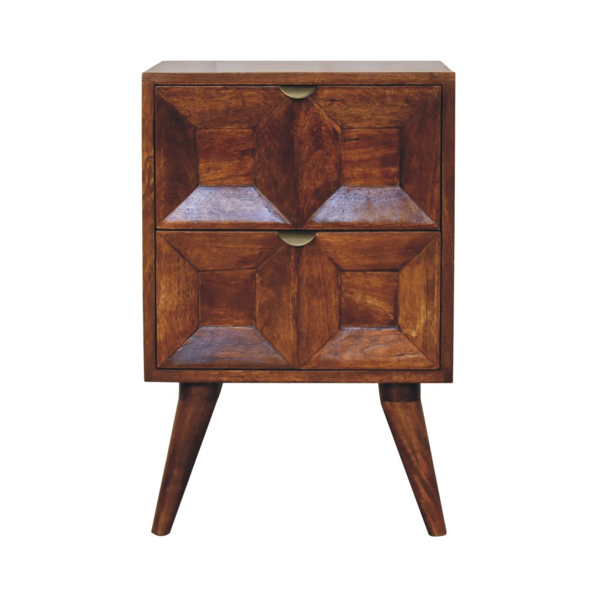 Quad Solid Mango Wood Nightstand – Chestnut Finish
