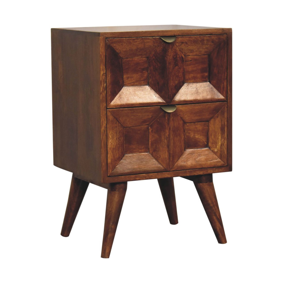 Quad Solid Mango Wood Nightstand – Chestnut Finish
