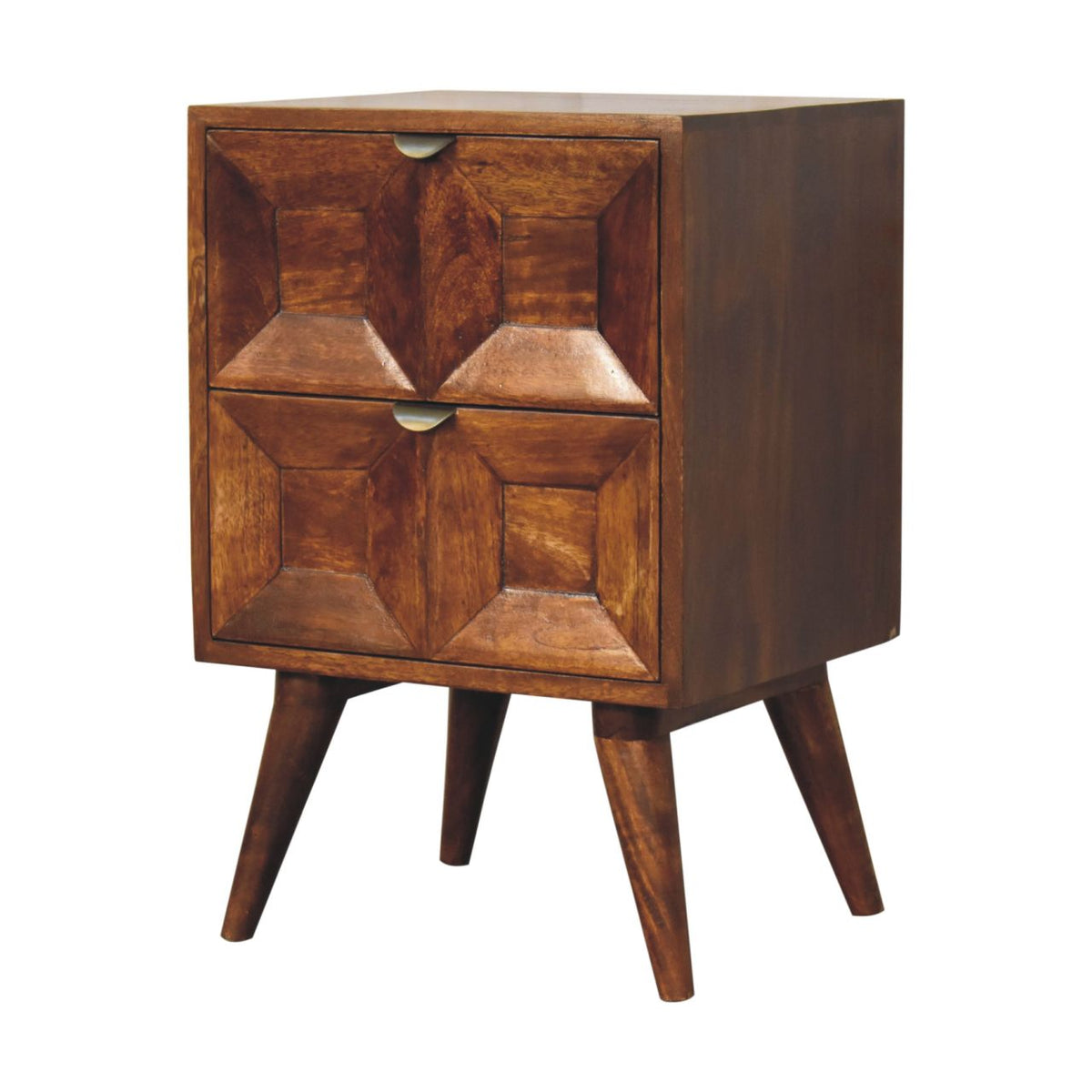 Quad Solid Mango Wood Nightstand – Chestnut Finish