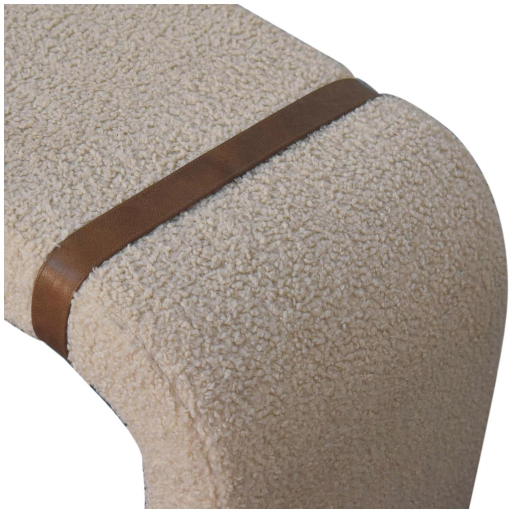 Bouclé Leather Strap Bench