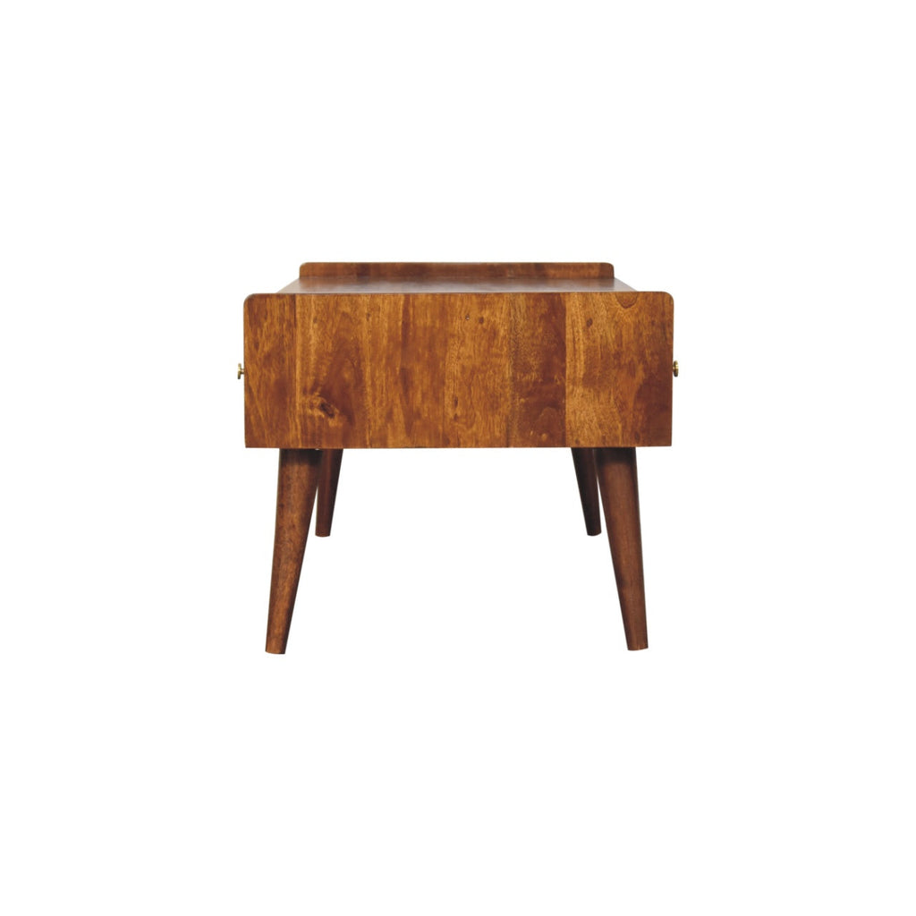 Elevated Solid Mango Wood Coffee Table – Chestnut Finish