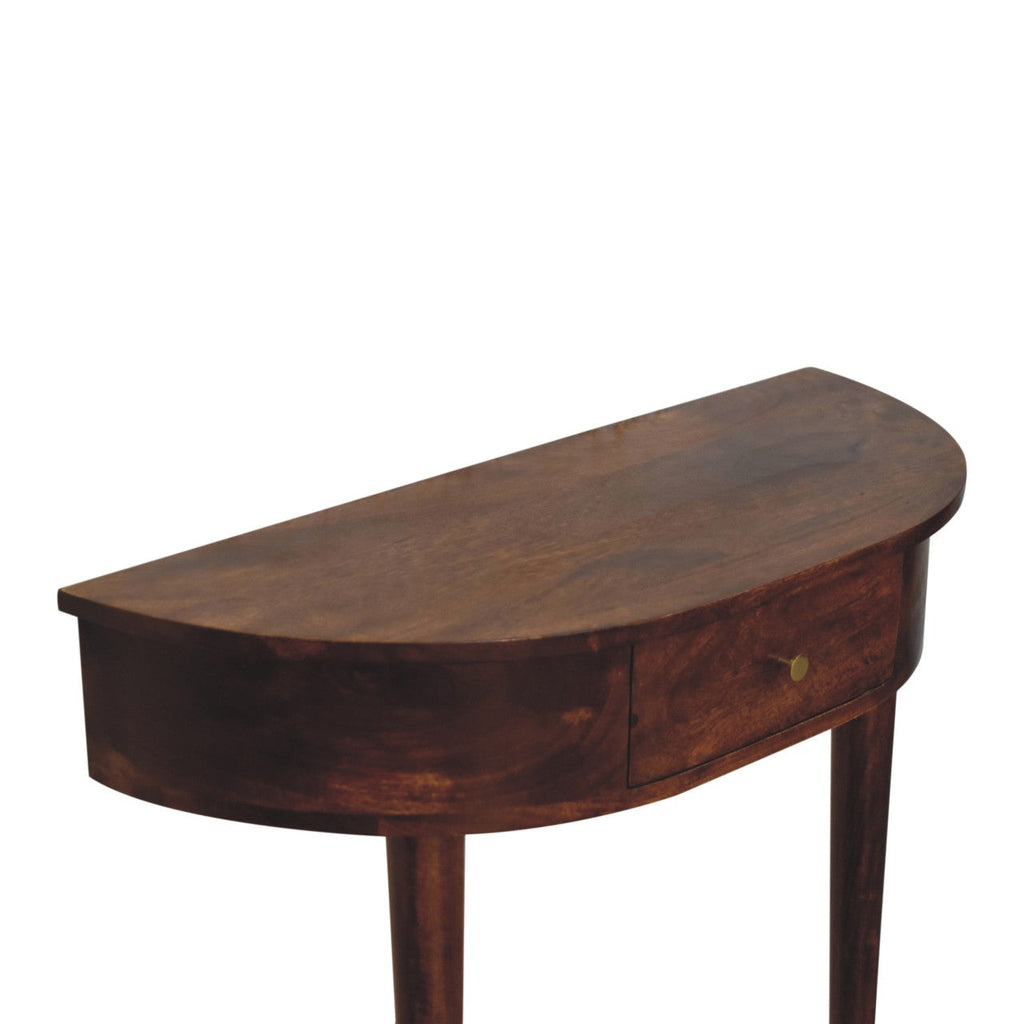 Backless Mounted Solid Mango Wood Console – Chestnut Finish