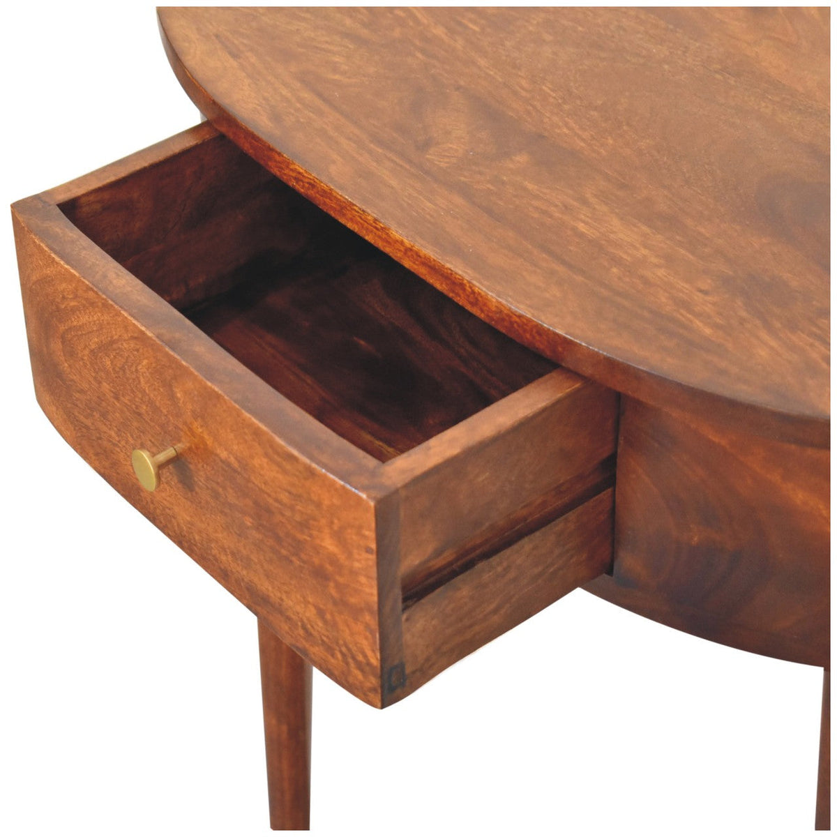 Backless Mounted Solid Mango Wood Console – Chestnut Finish