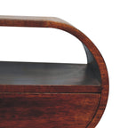 Large Circular Open Solid Mango Wood Bedside Table – Chestnut Finish