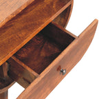 Large Circular Open Solid Mango Wood Bedside Table – Chestnut Finish