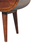 Large Circular Open Solid Mango Wood Bedside Table – Chestnut Finish