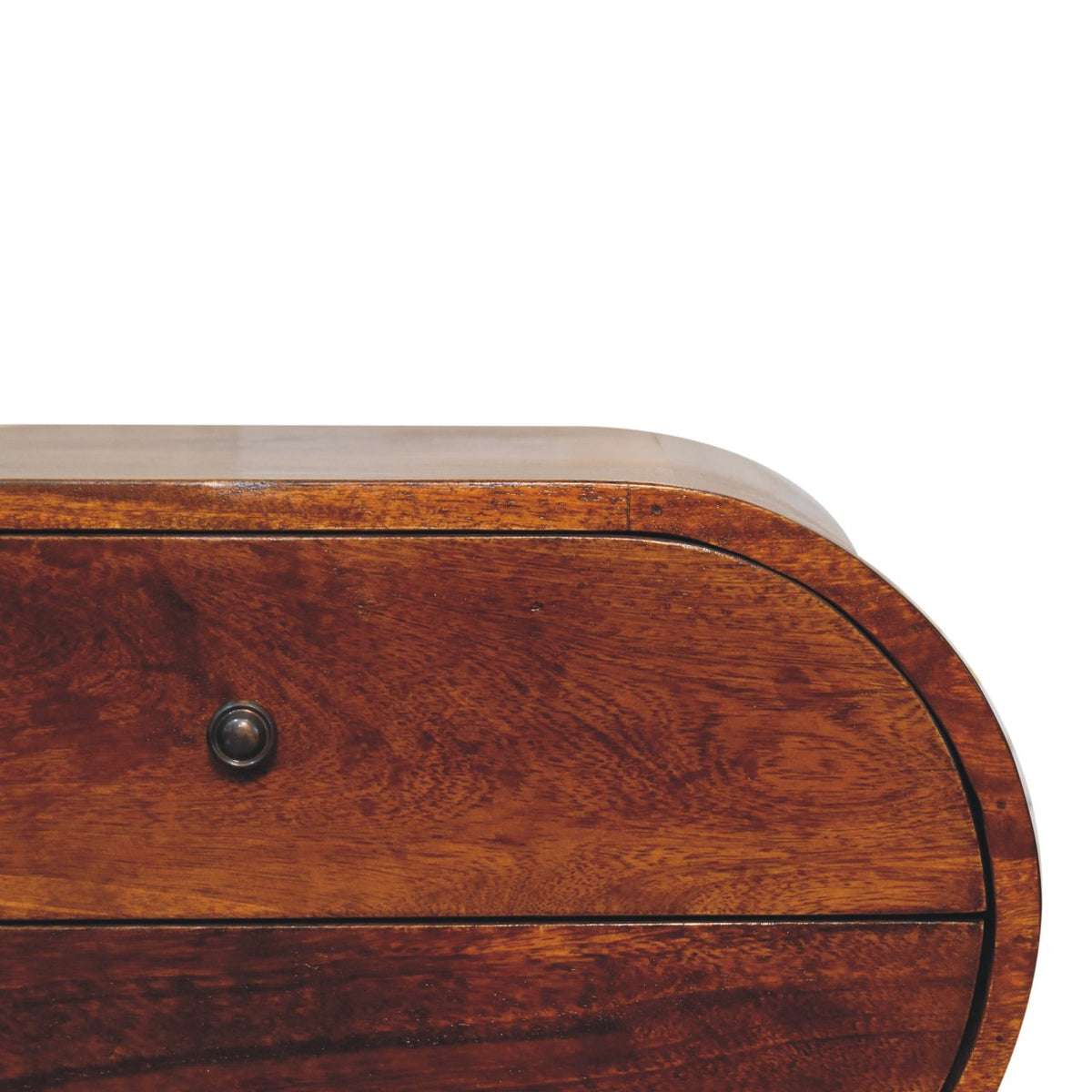 Large Circular Solid Mango Wood Bedside Table – Chestnut Finish