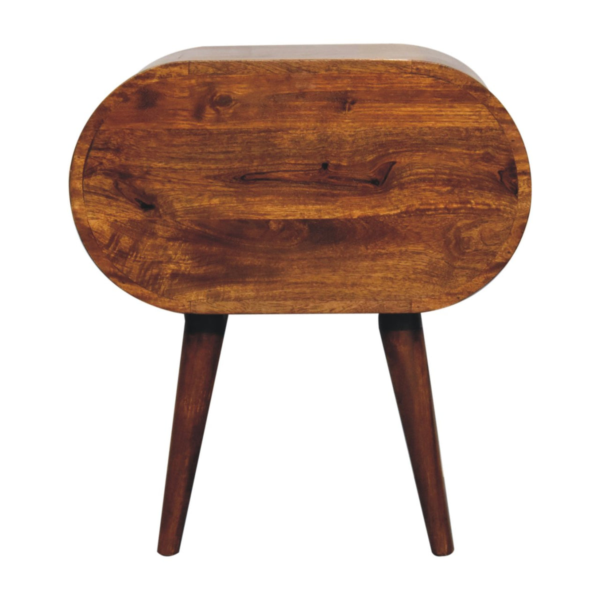 Large Circular Solid Mango Wood Bedside Table – Chestnut Finish