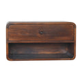 Large Solid Mango Wood Floating Nightstand – Drawer & Open Shelf