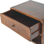 Large Solid Mango Wood Floating Nightstand – Drawer & Open Shelf