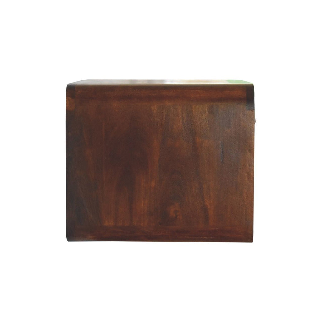 Large Solid Mango Wood Floating Nightstand – Drawer & Open Shelf