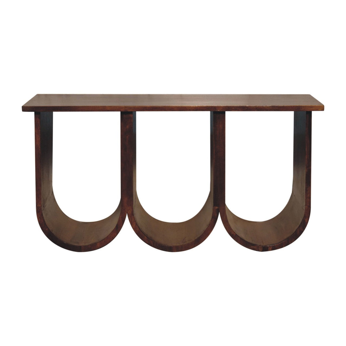 Triple Open Style Solid Mango Wood Coffee Table – Chestnut Finish