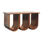 Triple Open Style Solid Mango Wood Coffee Table – Chestnut Finish