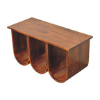 Triple Open Style Solid Mango Wood Coffee Table – Chestnut Finish