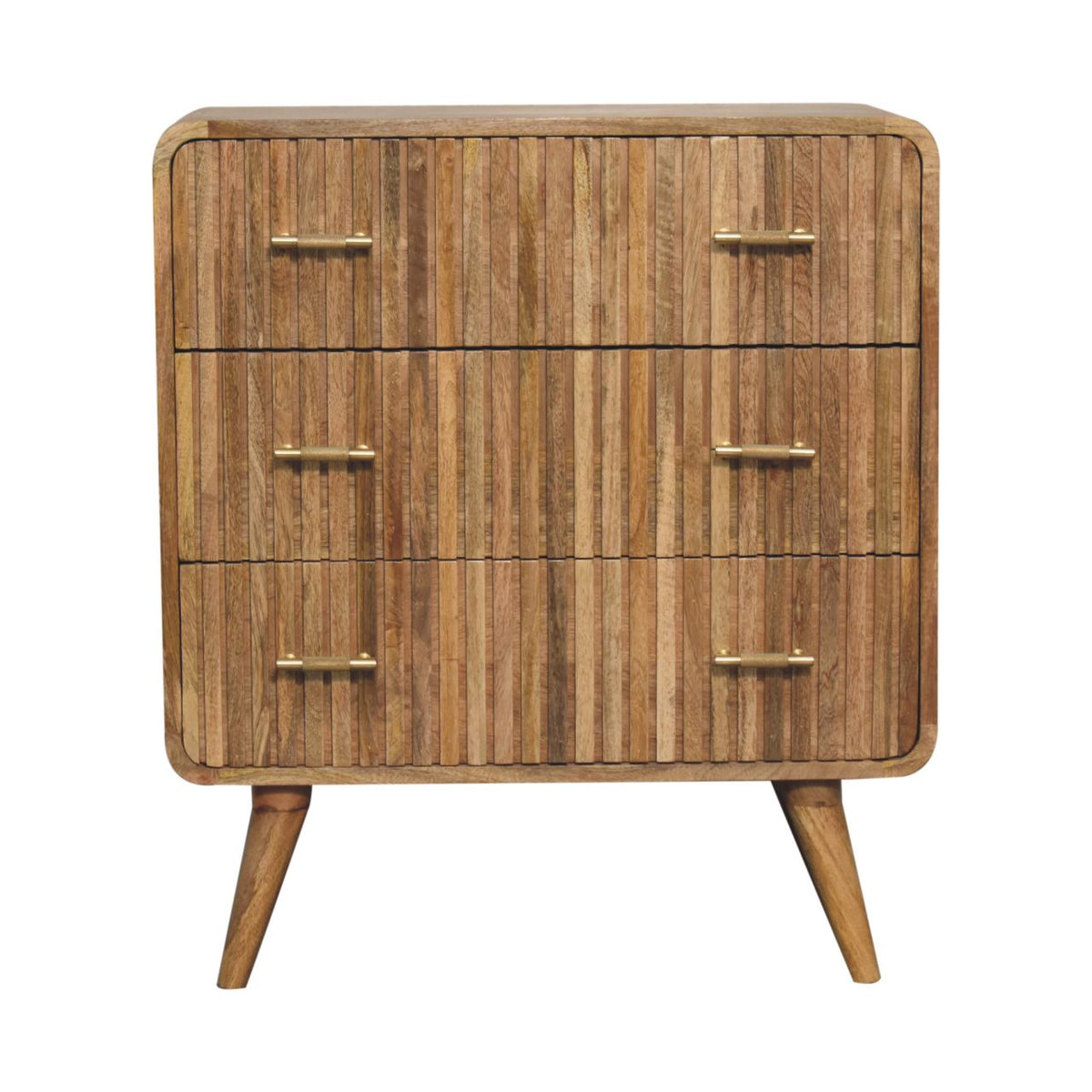 T-Bar Ridged Solid Mango Wood Chest – Oak-Ish Finish