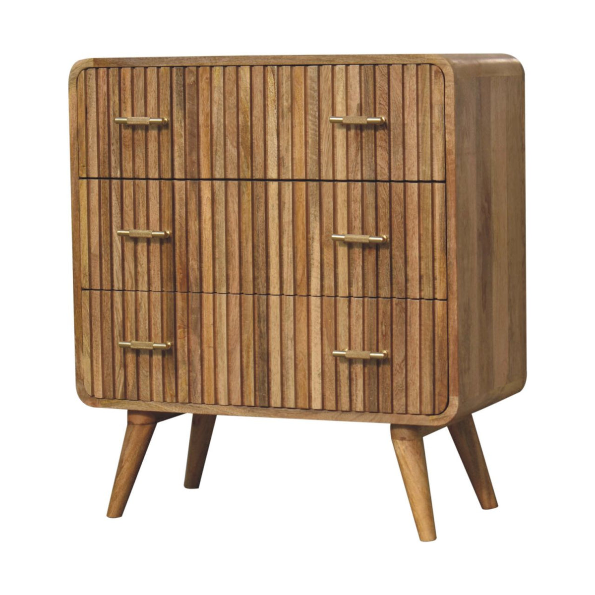 T-Bar Ridged Solid Mango Wood Chest – Oak-Ish Finish