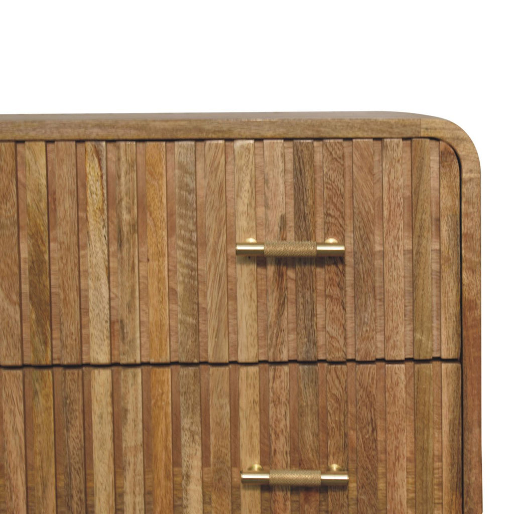 T-Bar Ridged Solid Mango Wood Chest – Oak-Ish Finish