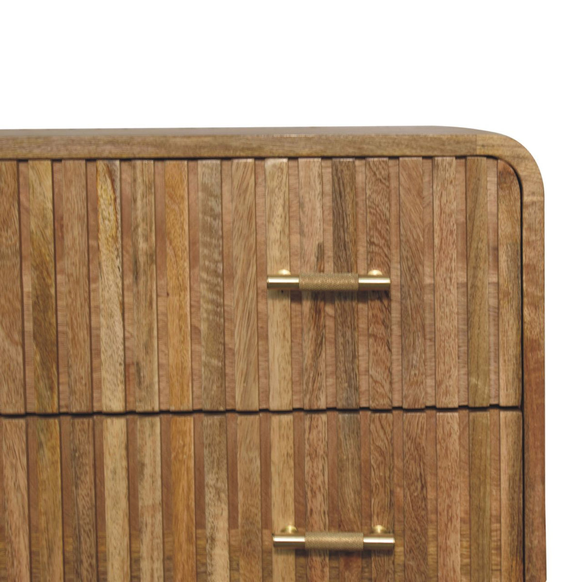 T-Bar Ridged Solid Mango Wood Chest – Oak-Ish Finish