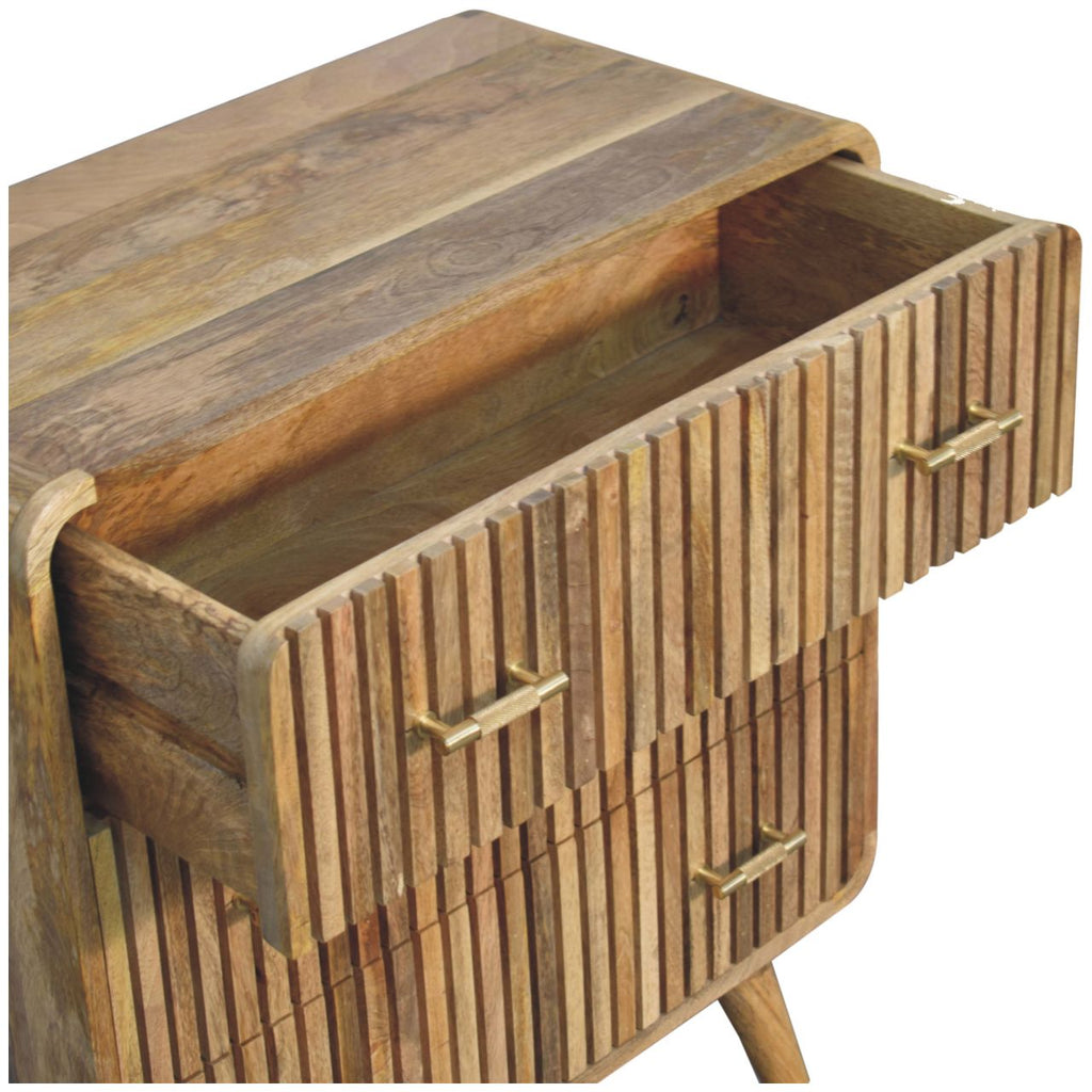 T-Bar Ridged Solid Mango Wood Chest – Oak-Ish Finish
