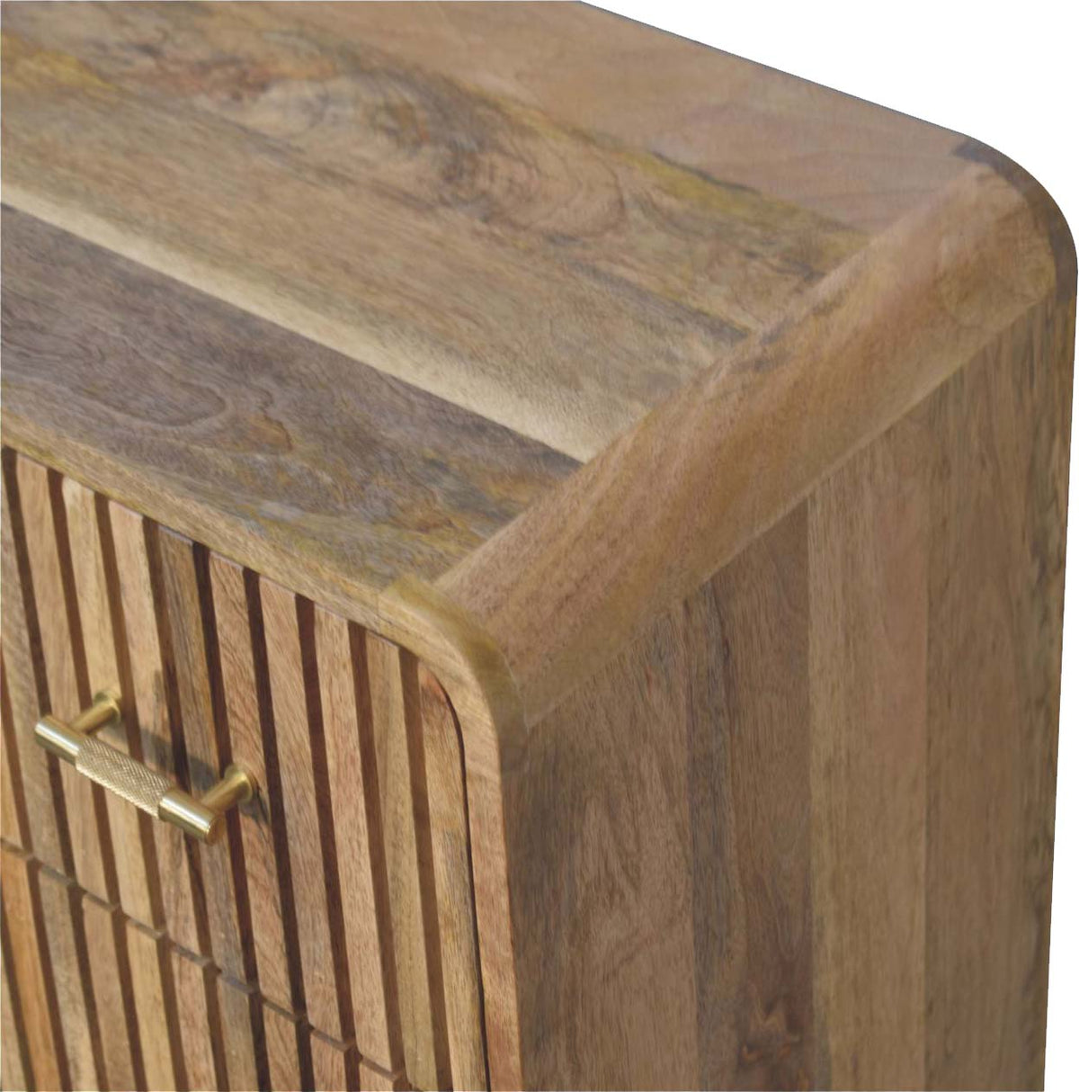 T-Bar Ridged Solid Mango Wood Chest – Oak-Ish Finish