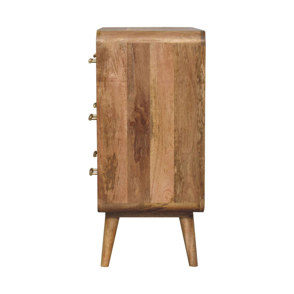 T-Bar Ridged Solid Mango Wood Chest – Oak-Ish Finish