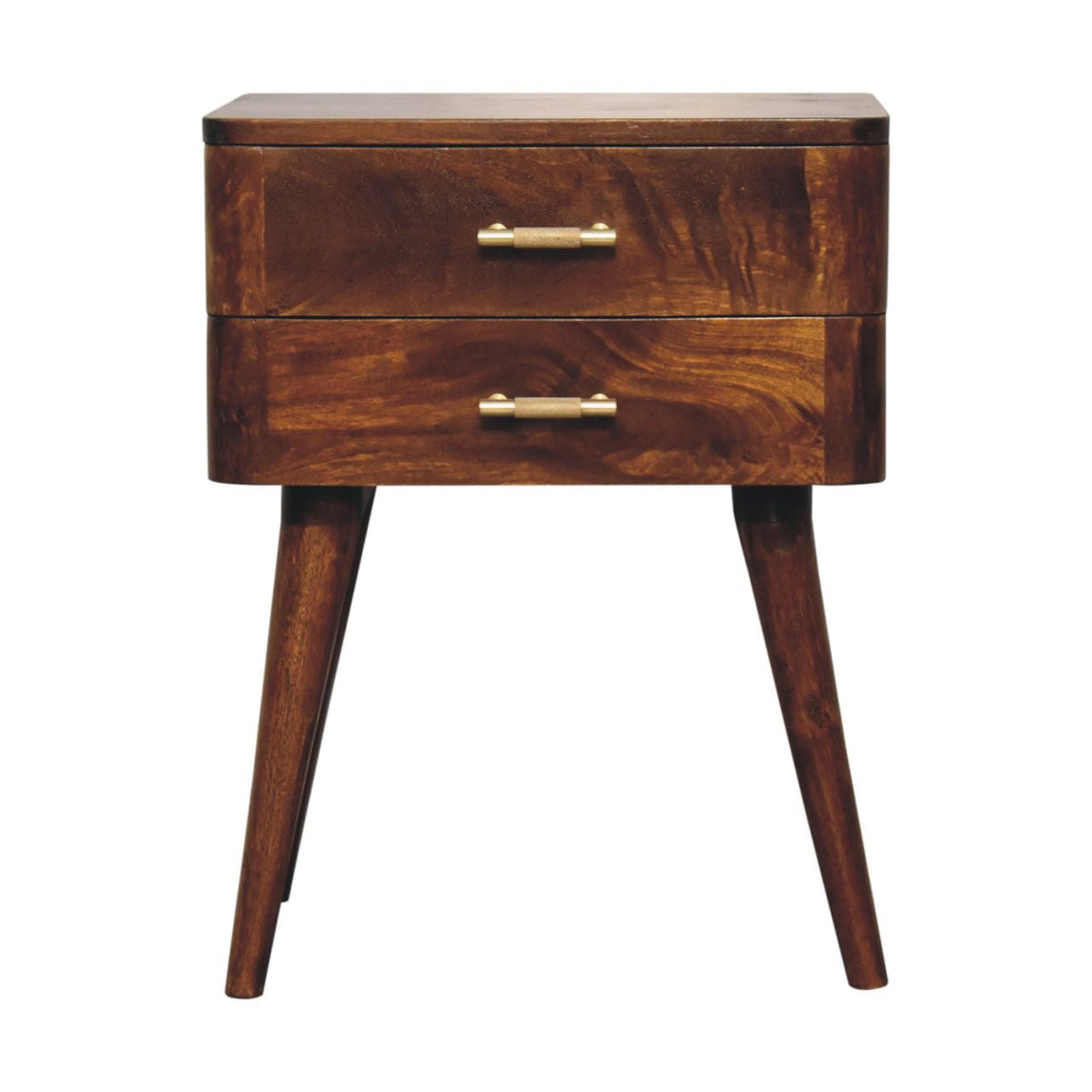 T-Bar Nordic Solid Mango Wood Nightstand – Chestnut Finish