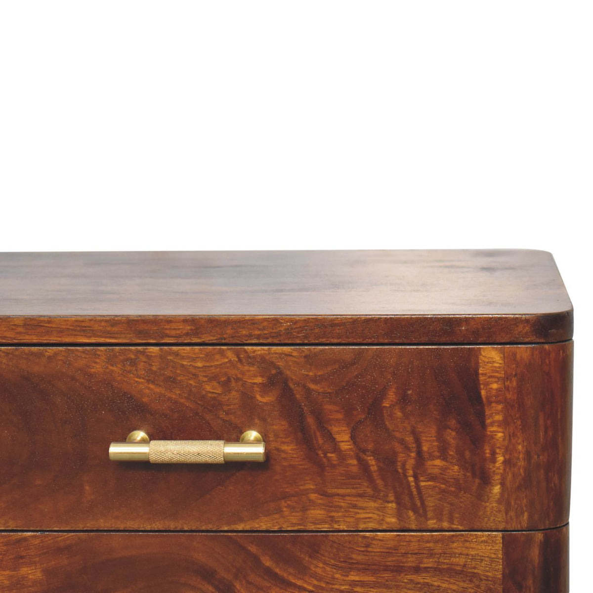 T-Bar Nordic Solid Mango Wood Nightstand – Chestnut Finish