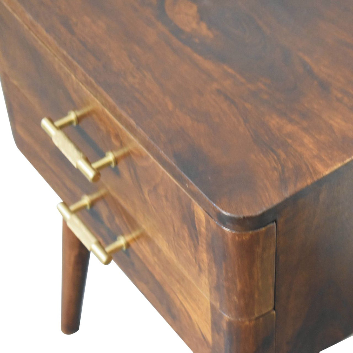 T-Bar Nordic Solid Mango Wood Nightstand – Chestnut Finish