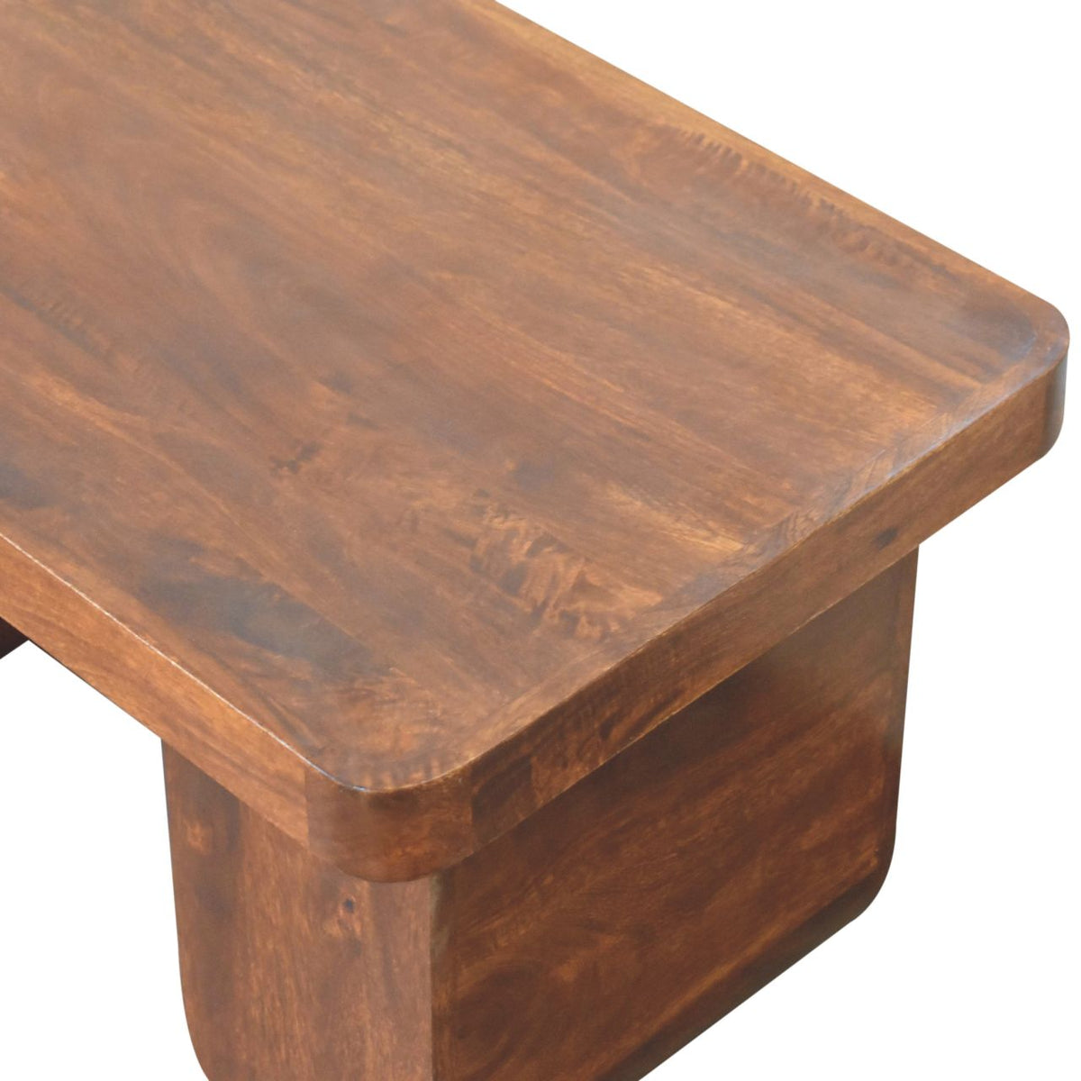 Chunky Solid Mango Wood Coffee Table – Chestnut Finish