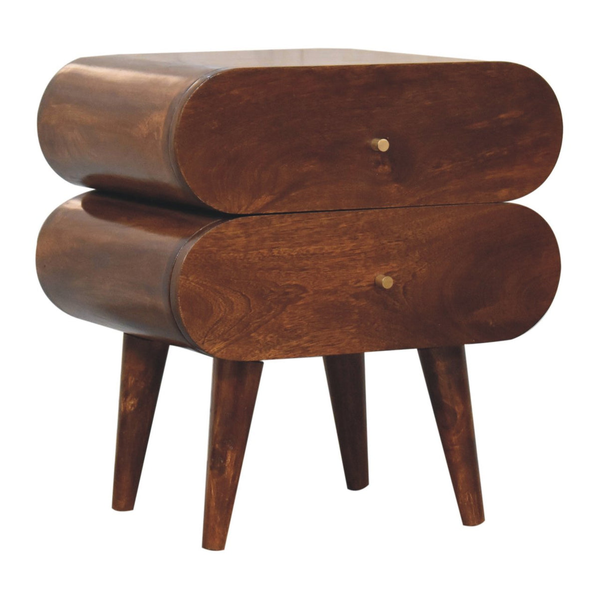 Bubble Solid Mango Wood Bedside Table – Chestnut Finish