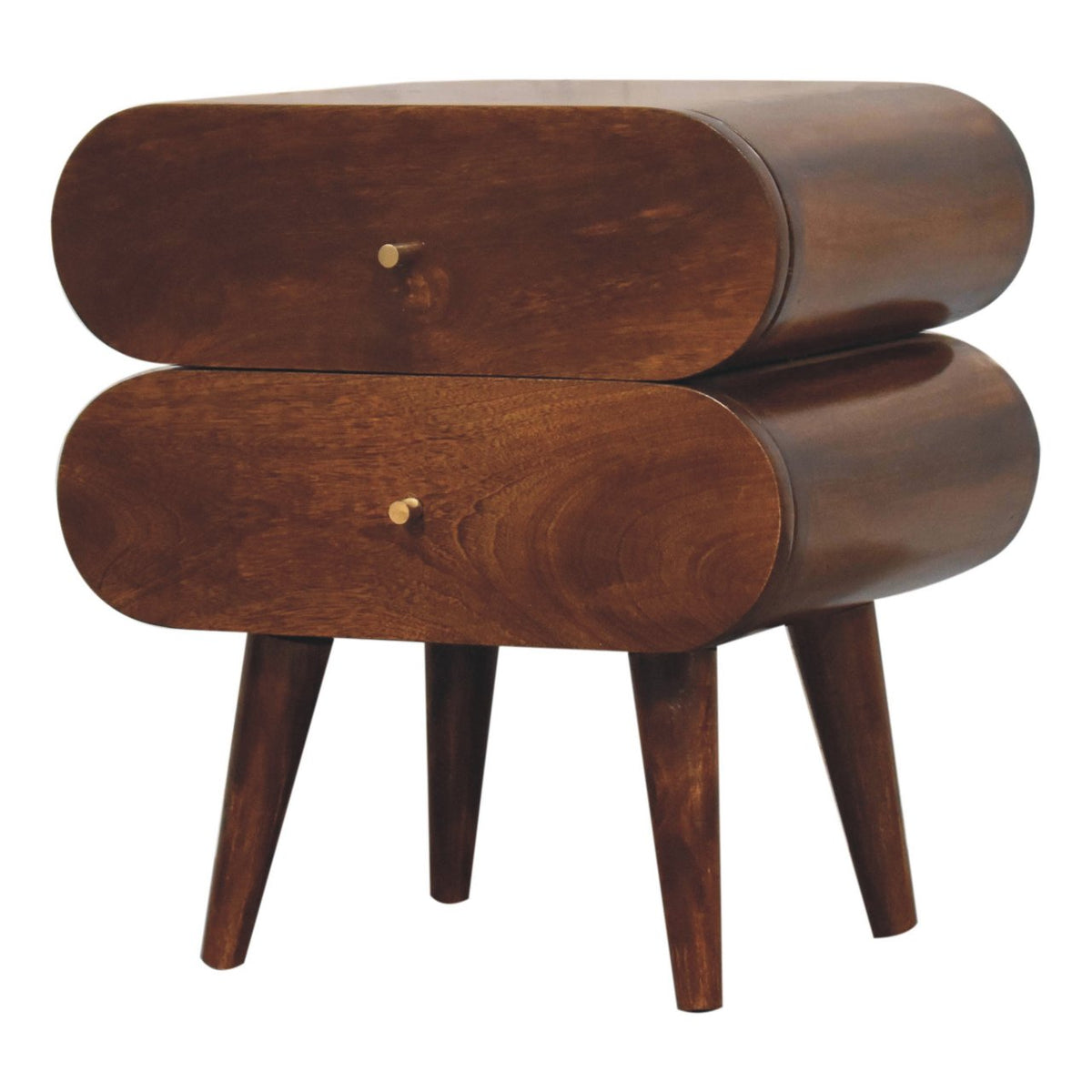 Bubble Solid Mango Wood Bedside Table – Chestnut Finish