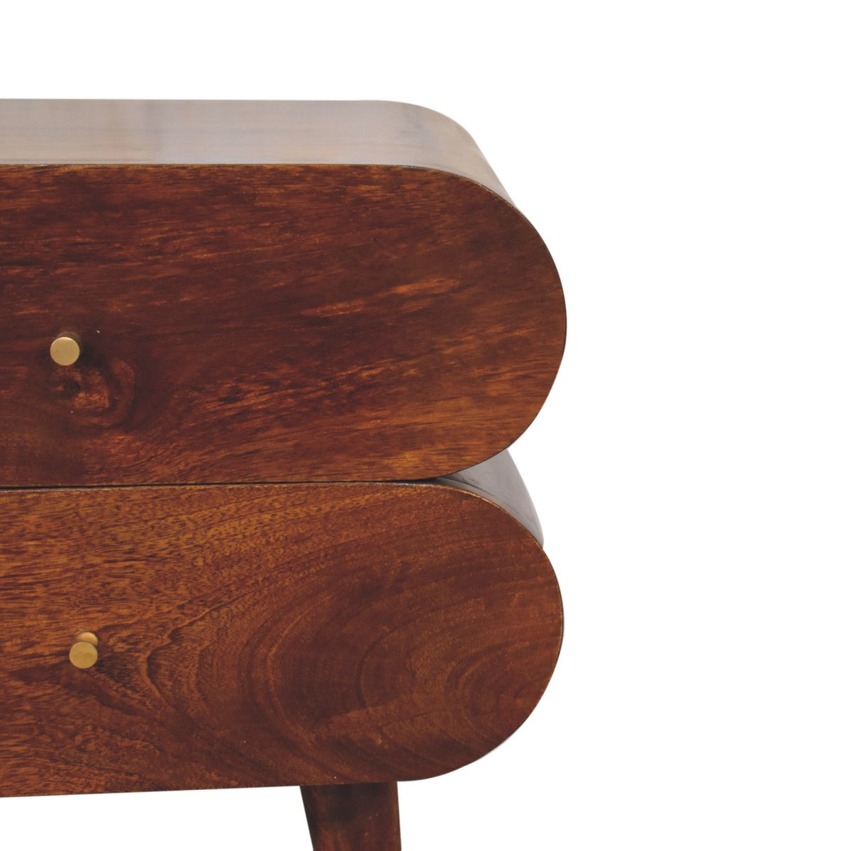 Bubble Solid Mango Wood Bedside Table – Chestnut Finish