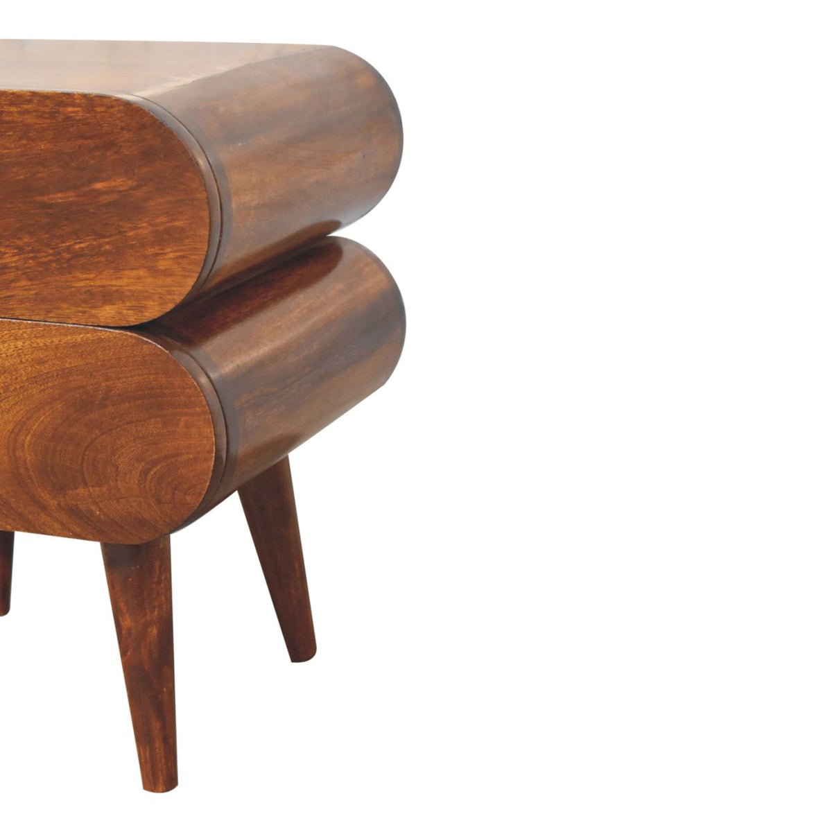 Bubble Solid Mango Wood Bedside Table – Chestnut Finish