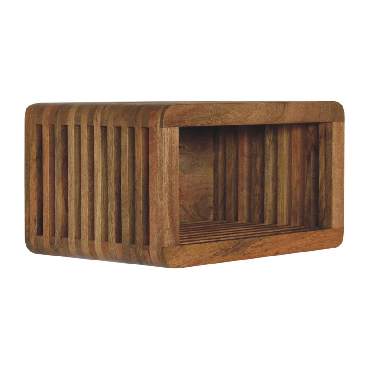Soba Wall-Mounted Solid Mango Wood Bedside Table – Oak-Ish Finish
