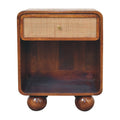 Open Woven Solid Mango Wood Bedside Table – Chestnut Finish