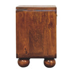 Open Woven Solid Mango Wood Bedside Table – Chestnut Finish