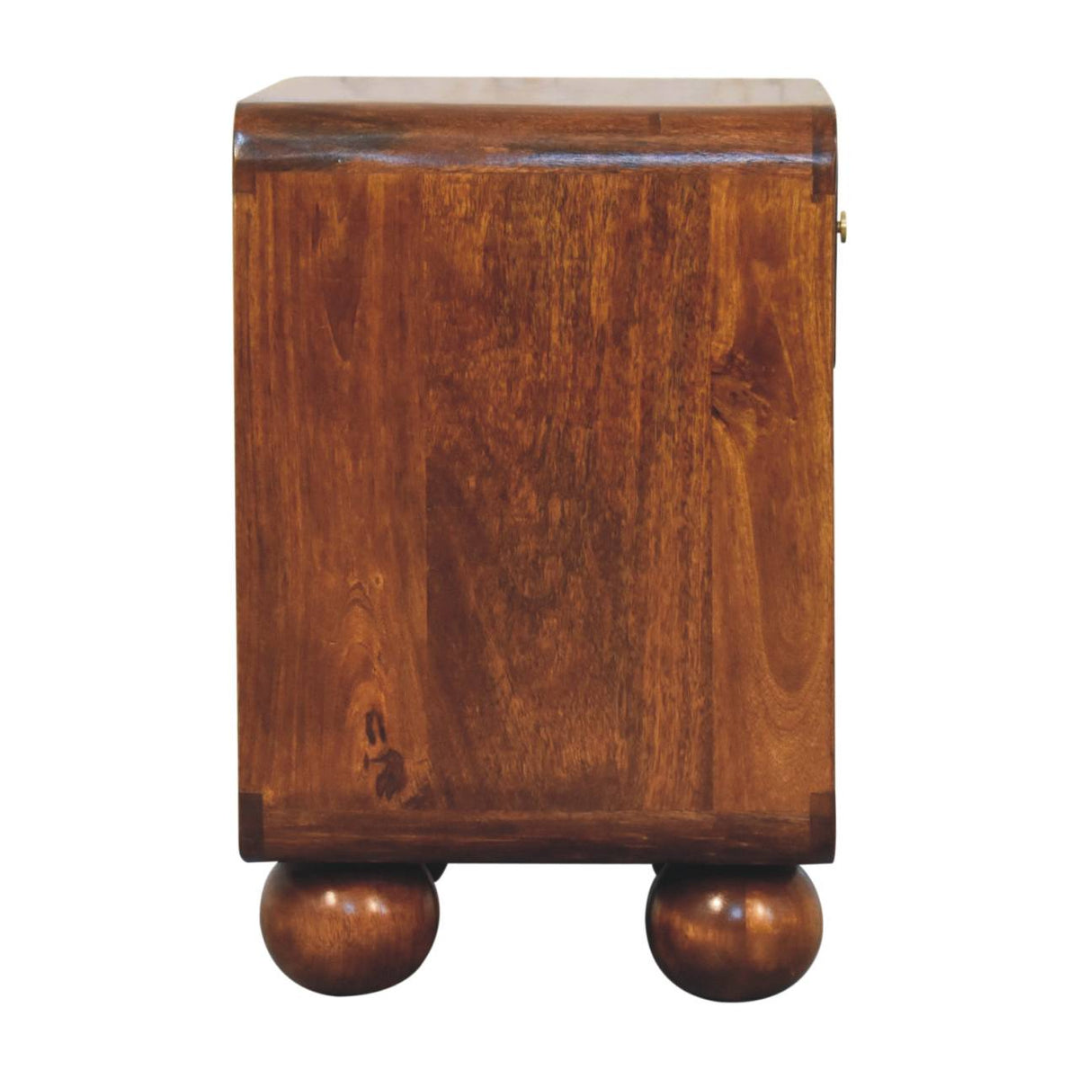 Open Woven Solid Mango Wood Bedside Table – Chestnut Finish