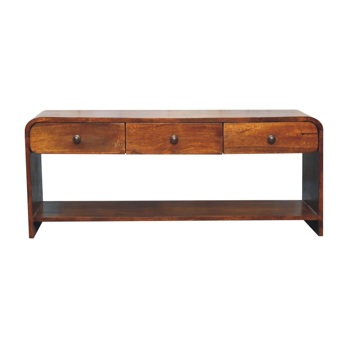Aspen Slim Solid Mango Wood Media Unit – Chestnut Finish