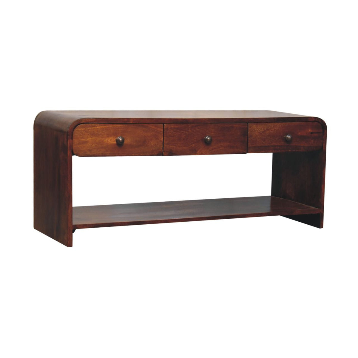 Aspen Slim Solid Mango Wood Media Unit – Chestnut Finish