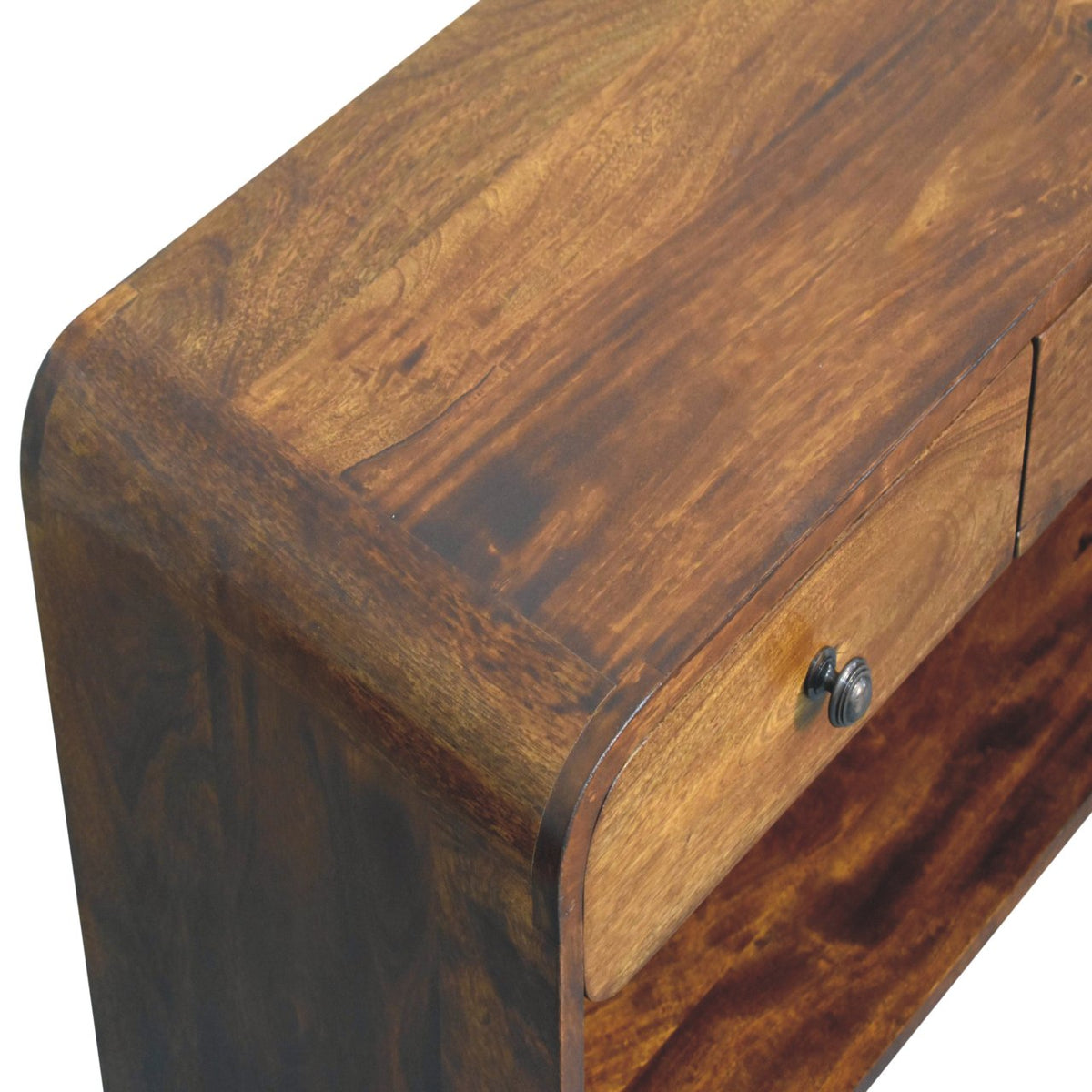 Aspen Slim Solid Mango Wood Media Unit – Chestnut Finish