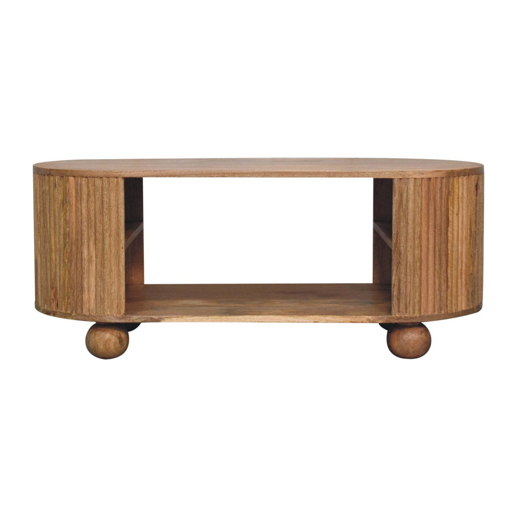 Soba Ball Open Solid Mango Wood Coffee Table – Oak-Ish Finish