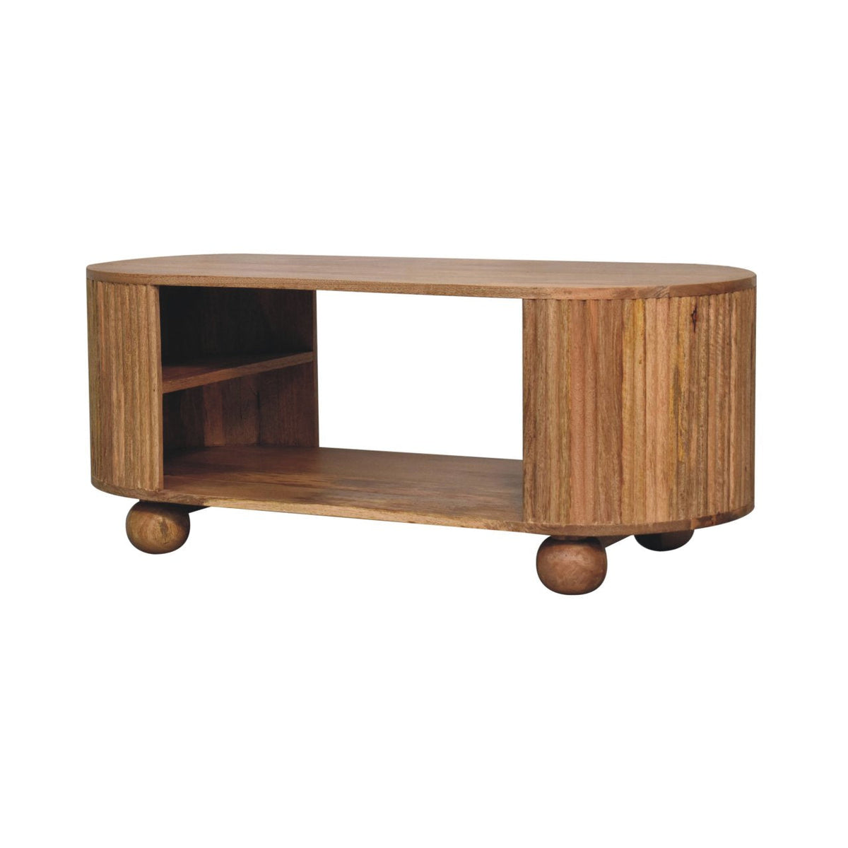Soba Ball Open Solid Mango Wood Coffee Table – Oak-Ish Finish