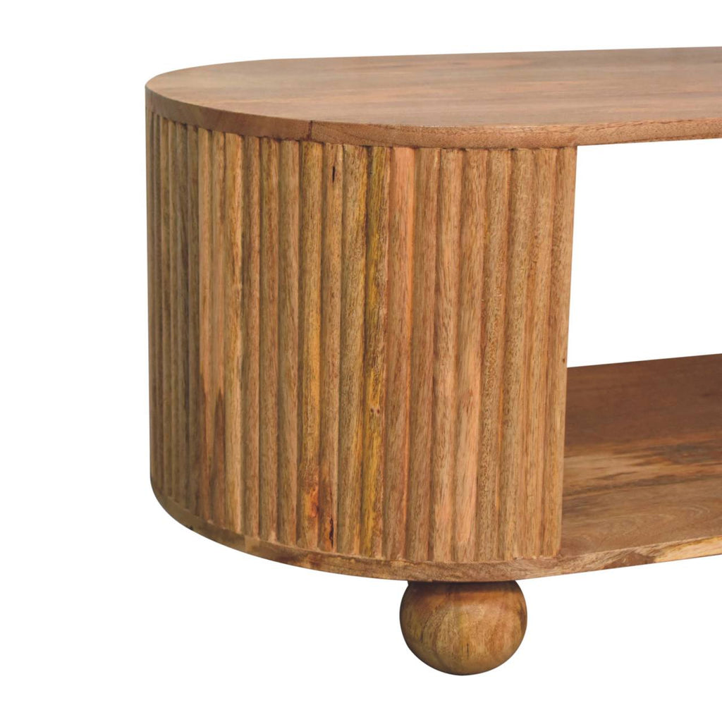 Soba Ball Open Solid Mango Wood Coffee Table – Oak-Ish Finish