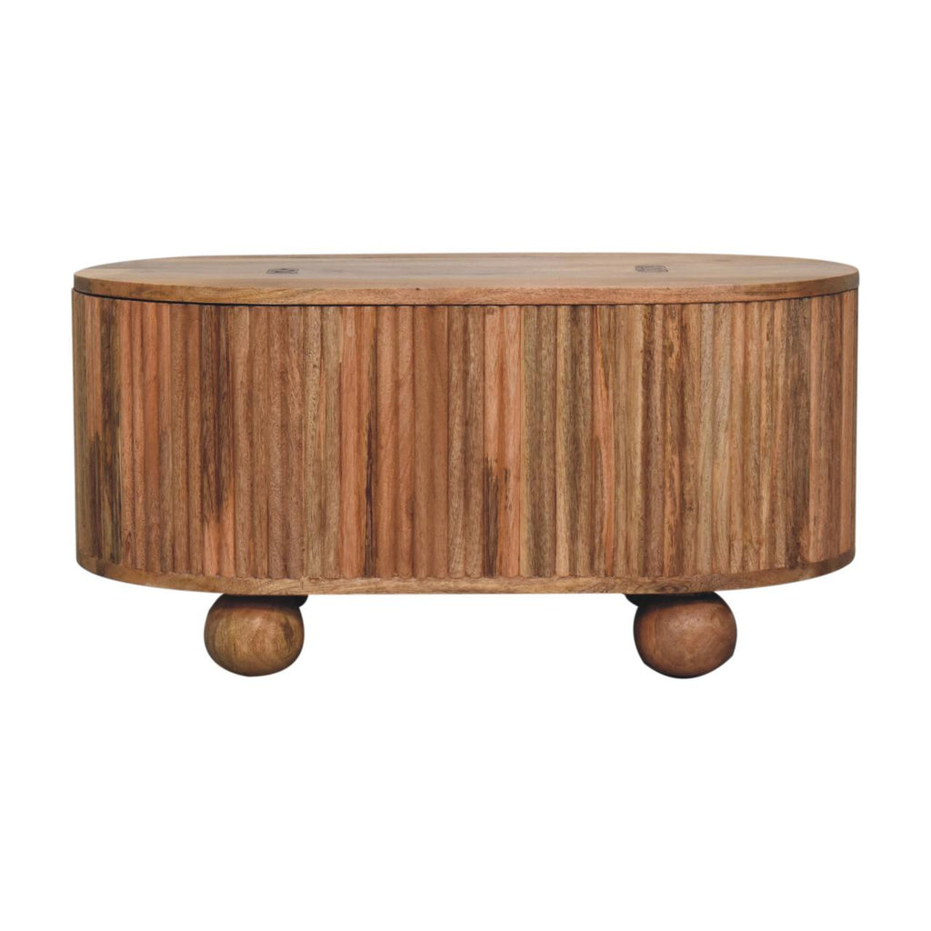 Soba Ball Lid-Up Solid Mango Wood Coffee Table – Oak-Ish Finish