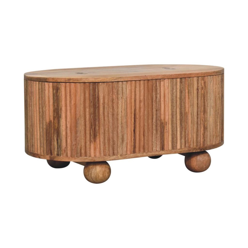 Soba Ball Lid-Up Solid Mango Wood Coffee Table – Oak-Ish Finish
