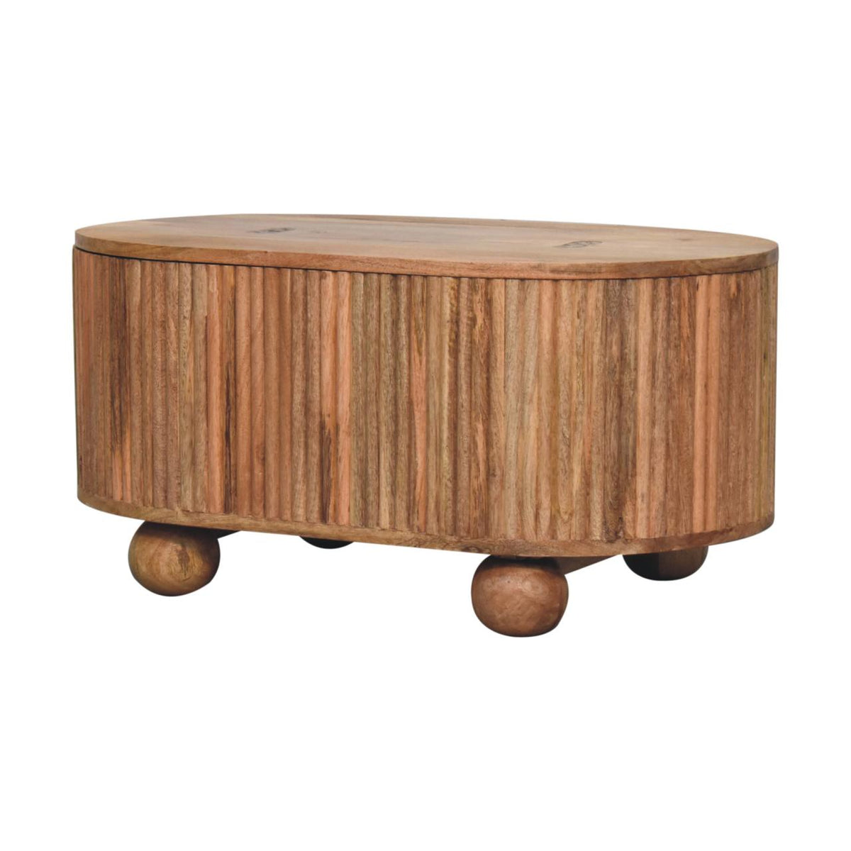 Soba Ball Lid-Up Solid Mango Wood Coffee Table – Oak-Ish Finish