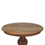 Round Turned Solid Mango Wood Dining Table – Oak-Ish Finish