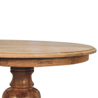 Round Turned Solid Mango Wood Dining Table – Oak-Ish Finish