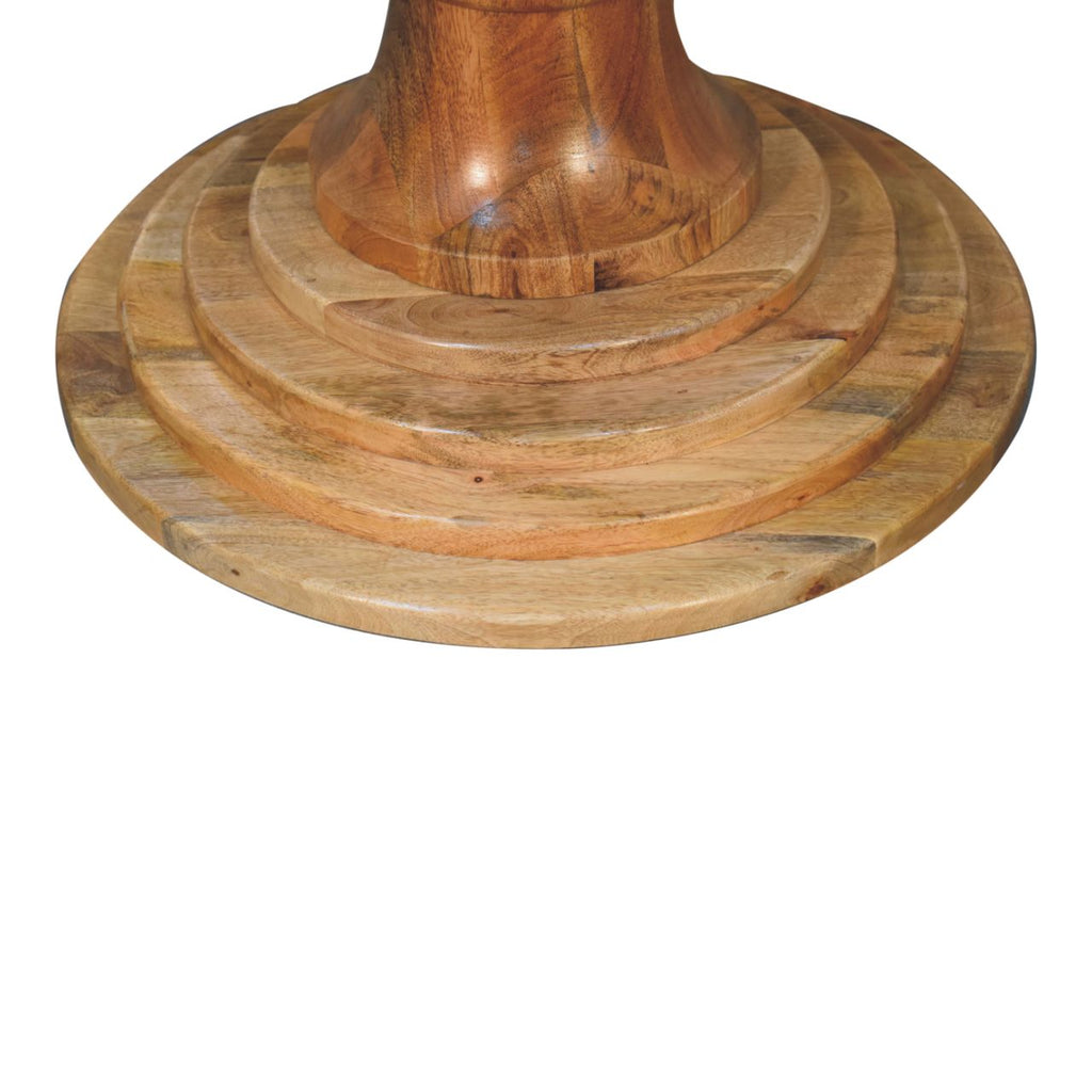 Round Turned Solid Mango Wood Dining Table – Oak-Ish Finish