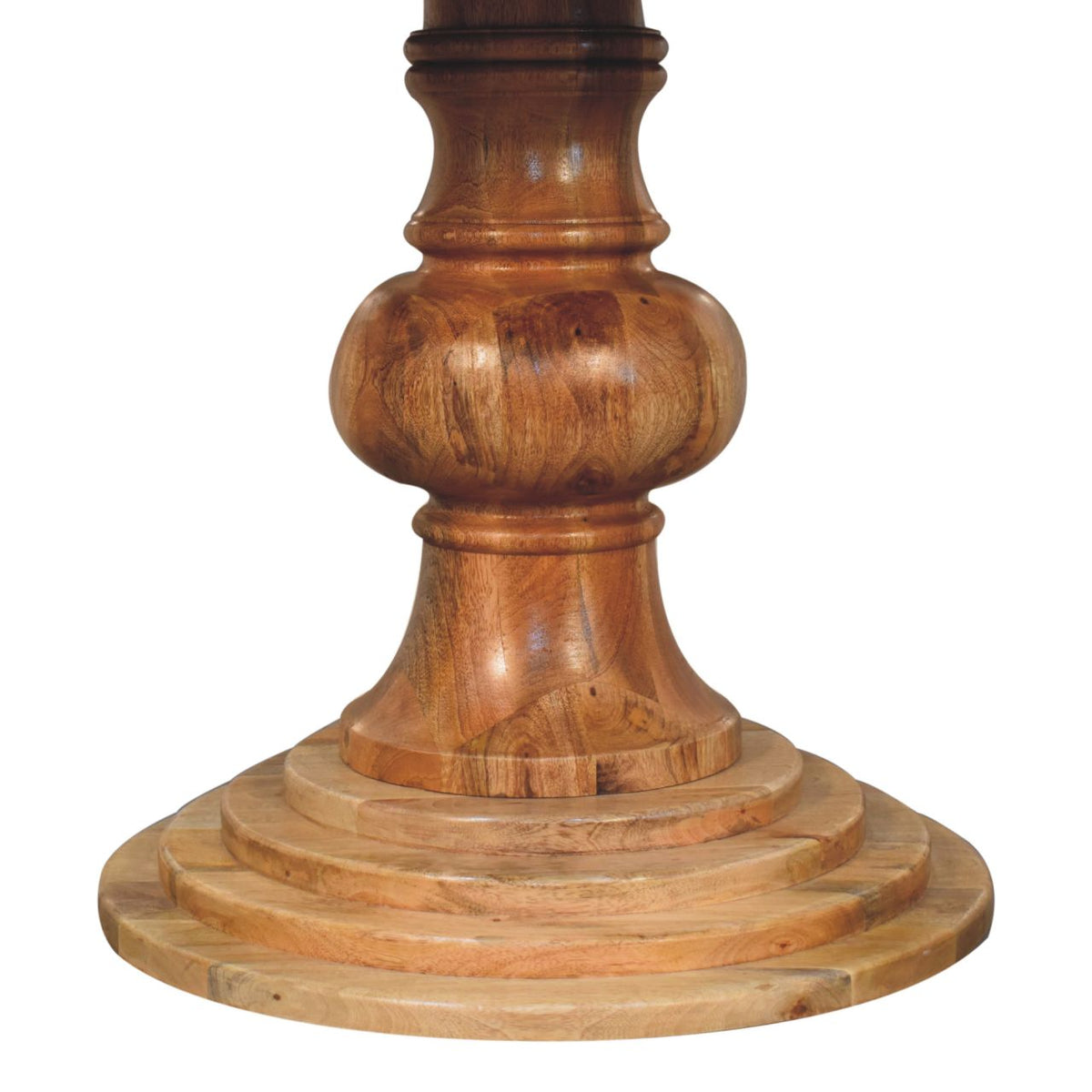 Round Turned Solid Mango Wood Dining Table – Oak-Ish Finish